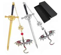 2Pcs Fourth Wing Bookmark, Dragon Bookmark for Readers, Fantasy Fourth Wing Dragon Sword Bookmarks, Gothic Dragon Book Marker, Durable Bookmarks with Dragon Design for Book Lovers