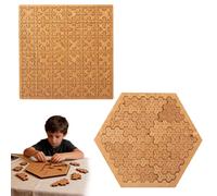 2Pcs Fractal Tray Puzzles Hard Wooden Jigsaw for Adults Kids Mind Bending Reverse Thinking Challenging No Image Puzzle Unique Irregular Shape Portable Travel Family Party Game (Color A)