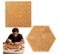 2Pcs Fractal Tray Puzzles Hard Wooden Jigsaw for Adults Mind Bending Reverse Thinking Challenging No Image Puzzle Unique Irregular Shape Portable Travel Family Party Game (Color A)