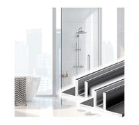 2pcs Frameless Aluminum Shower Glass Slots, Kitchen Door Deep Channel Mounted on Wall/Floor/Ceilings for 5/16" 3/8" 1/2" Thick Panel(Black,3/8" (10 mm) Glass)