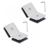 2Pcs Frameless Glass Clamp Connector, 304 Stainless Steel Shower Screen Hinges 135 Degree for 8mm-10mm Thicnkess Glass, Bathroom Shower Screen Installation (Bright Silver)