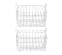 2PCS Freezer Organizer Bin Storage Basket Steel Wire PE Coating Large Capacity Strong Load Fridge Bin with Handle for Pantry (83x35x24cm with 8cm Handle)