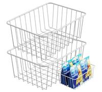 2PCS Freezer Organizer Bins, 11x8.5x4.7" Stainless Steel Wire Chest Freezer Organizer, Stackable Rectangle Baskets for Upright, Home, Office, Decoración del hogar