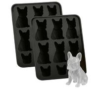 2Pcs French Bulldog Ice Cube Molds, Food Grade Safe Silicone Ice Cube Molds, Easy Release French Bulldog Gifts for Dog Lover, Women, Men, Kids Mold, Fun Sha