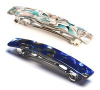 2PCS French Design Hair Barrette Tortoise Shell Celluloid Rectangle Hair Clips for Women