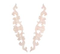 2pcs French Style Solid Wood Decorative Onlay for Doors and Trim | Unpainted Brown Finish, Curved-edge Fit, Carved Grain Detail, Home Renovation and Cabinet Makeover Use