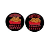 2Pcs Fried Chicken Certified Nugget Expert Enamel Pins, Cute Chicken Fried Lover Lapel Pin, Cartoon Humor Alphabet Alloy Badge
