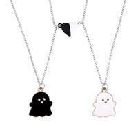 2pcs Friendship Necklaces for 2, Mutual Attract Magnetic Matching Couples Pendant Necklace Set Forever Friends Jewelry Gifts for Women Men Anniversary Birthday (Ghost)