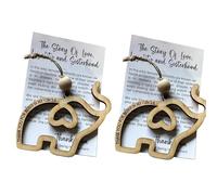 2Pcs Friendship Sisterhood Elephant Ornament,Wooden Friendship Elephant Ornament, Hanging Sisterhood Elephant Pendant With Story Card Friendship Giftss