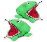 2Pcs Frog Coin Purse,Cute Animal Cosplay Props Frog Wallet,Anime Cartoon Manga Flannel Coin Holder, Green