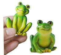 2PCS Frog Figurine, Waterproof Resin Green Frog Statue, Decorative Animal Statues for Home Desktop Garden Yard Lawn Patio Potted Plant Decor Outdoor.