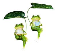 2PCS Frog Garden Statue, 3x2x8 Inch Weatherproof Decorative Frog Statue with Umbrella for Outside, Yard, Patio, Gardening Gifts, Reading Books + Drinking Coffee, Figurines