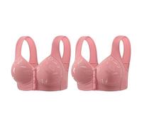 2PCS Front Fastening Bras for Women,Ladies Bras Non Wired Full Support Plus Size Front Button Wireless Bra,Front Clasp Wireless Cotton Vest Bra for The Elderly 2026 Gold
