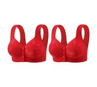 2PCS Front Fastening Bras for Women,Ladies Bras Non Wired Full Support Plus Size Front Button Wireless Bra,Front Clasp Wireless Cotton Vest Bra for The Elderly 2026 Coffee