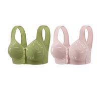 2PCS Front Fastening Bras for Women,Ladies Bras Non Wired Full Support Plus Size Front Button Wireless Bra,Front Clasp Wireless Cotton Vest Bra for The Elderly 2026 Purple