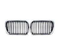 2Pcs Front Silver Wide Kidney Sport Grille Grill For BMW E36 3-series 318i 320i 323i 325i 4 Door 1997-1999 Grille Trims Strips