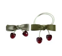 2pcs Fruit Bowknot Hair Ties And Hair Clip Set For Kids With High Elasticity For School And Party Occasion