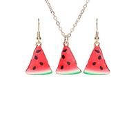 2PCS Fruit Charm Earrings Necklace Set for Women Watermelon Strawberry Kiwi Tomato Grapefruit Orange Necklace Cute Fruit Charm Dangle Drop Earrings Sweet Birthday Party Christmas Halloween Jewelry