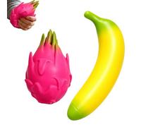 2PCS Fruit Fidget Toys, Banana and Dragon Fruit Stress Toys Set, Stress Relief for Office Workers, Shapes Style, Party Bag Fillers, Sensory Toy for Desk or Casual Use