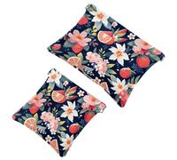 2Pcs Fruit Party-914 Pocket Cosmetic Bag for Purses, Waterproof Makeup Bag Cosmetic Pouch, Portable No Zipper Makeup Bag, Multicolor 01, A：7.1x5.8in/18x14.8cm，B:4.7x4.5in/12x11.5cm