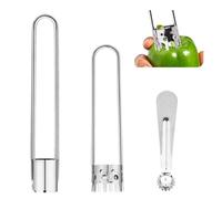 2pcs Fruit & Vegetable Corers & 1pcs Stem Remover, Stainless Steel Kitchen Tool Set Silver Fruit Vegetable Cores Tools Include Apple, Strawberry, Tomato, Bell Pepper Seed for Home Restaurant Kitchen