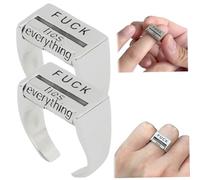 2PCS Fuck You Ring 0.7'' Rotating Mood Control Alloy Fuck Off Ring Adjustable Anxiety Relief It Creative Expressive for Accessory Lovers You