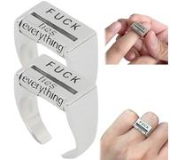 2PCS Fuck You Ring 0.7'' Rotating Mood Control Alloy Fuck off Ring Adjustable Anxiety Relief It Creative Expressive for Accessory Lovers
