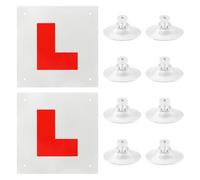 2Pcs Fully Magnetic L Plates UK, Magnetic Learner Plates with 8 Suction Cups, Night Reflective Driver P-lates, Waterproof Strong Dual Fixation System, Easy Attach/Remove, Non Scratch Vehicle Paint