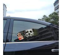 2pcs Funny Car Stickers Vinyl Car Sticker Bumper Decal Double-Side Self-Adhesive Peeking Alien Horror Figures Decal for Cars Windows Bumpers Decals (Murderer Michael)