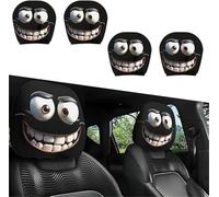 2PCS Funny Cartoon Car Headrest Covers - Funny Cartoon Car Headrest Covers, Elastic Fit, Breathable Fabric, Keep the Chair Clean and Safe, Easy Install & Washable for Cars Vans Trucks (2 Pairs)