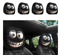 2PCS Funny Cartoon Car Headrest Covers,Personalized Funny Big Eyes headrest covers for Cars,Reusable Car Seat Head Rest Protector Universal Interior Cars Accessories (#A,4pcs)