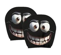 2pcs Funny Cartoon Car Headrest Covers with Big Eyes - 10-Second Quick Installation, Dual Protection&Holiday-Ready Decor - Universal Fit for Sedans, Trucks, Vans (Ideal for Families & Car Enthusiasts)