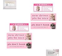 2pcs Funny Cat Car Warning Stickers, 2025 New Driver Pls Be Nice Sticker, Cute Humor Don't Honk Sticker Me Kitty Stickers, Cats Bumper Sticker Meme, Waterproof Vinyl Laptop Office Decor (#A)