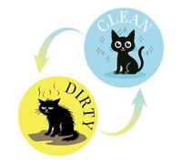 2pcs Funny Dishwasher Magnet Clean Dirty Sign, Double Sided Magnetic Cat Clean Dirty Flip Magnet for Dish Washer Kitchen Refrigerator Home Decor