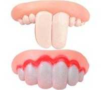 2Pcs Funny Dog Silicone Dentures, Fake Teeth Chew Toys for Pet Decorating, Easy to Apply