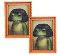 2PCS Funny Frogs Strong Fridge Magnets, 8x6x1cm Retro Frog Photo Frame Magnets For Fridge, Magnetic Frogs For Refrigerator Magnet, Wooden, For Home Appliances Kitchen Dorm Apartment