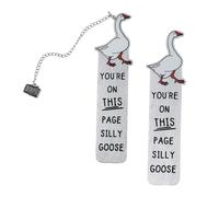 2PCS Funny Goose Bookmark, Funny Cute Goose Book Marks Women Practical Metal Reading Accessories Silly Gift Office Supplies for Book Lover Gift Adults Kids Teens