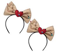 2Pcs Funny Headbands for Women, Broken Heart Halloween Headband with Pins & Bow Head Hoop Evil Doll Hairband