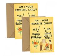 2PCS Funny Mum Birthday Card from Son or Daughter,Nursing Home Humor Am I Your Favorite Child?,Mother's Day Card,Happy Birthday C/ard for Mum,Funny Mother's Day G/ift,Mothers Day F/unny C/ard