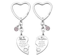 2pcs Funny Mum Keyring from Daughter Gifts for Mum and Daughter Keyring Keychain Gift Heart Matching Mother's Day Happy Birthday Mum Gifts Present from Daughter Christmas Mon Mummy Gifts from Daughter