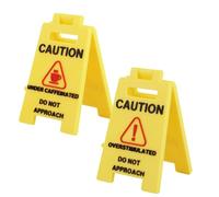 2pcs Funny Office Desk Sign, Caution Under Caffeinated & Overstimulated Do Not Approach Warning Sign Humorous Gag Gift Mini Desk Decor for Home Workplace Coworkers Employees Bosses Teammates
