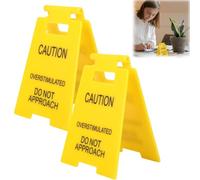 2pcs Funny Office Prank Desk Sign,Caution Overstimulated Do Not Approach Warning Sign,Funny Warning Sign,Do not Approach S/ign Funny Office Desk,Mini Caution S/ign for D/esk for Teammate Employee Boss