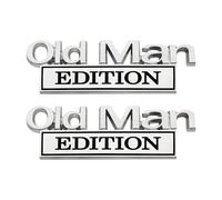 2Pcs Funny Old Man Edition Car Emblem, 3D Metal Sticker Badge and Emblems Sticker, Weatherproof Old Man Edition Car Badge for SUVs Pickups Truck Motorcycles (Black)