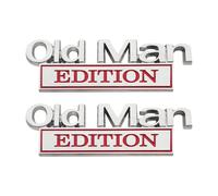 2Pcs Funny Old Man Edition Car Emblem, 3D Metal Sticker Badge and Emblems Sticker, Weatherproof Old Man Edition Car Badge for SUVs Pickups Truck Motorcycles (Red)