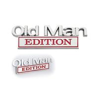 2Pcs Funny Old Man Edition Car Emblem, Weatherproof 3D Metal Sticker Badge and Emblems Sticker, 3D Metal Rustproof Car Badge for SUVs Pickups Truck Motorcycles