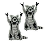 2pcs Funny Rocking Raccoon Patch Iron/Sew on Embroidery Patches,Cute Applique Repair Fashion Accessories Collection Stickers for DIY Clothing Jacket Jeans Backpack Hats Vests Bags