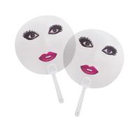 2PCS Funny Round Fan Big Eyes and Red Lips Handheld Fan Hot Weather Decoration Performance Photo Props Travel for Indoor Outdoor Music Festival Indoor Outdoor Music Festival