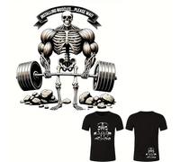 2pcs Funny Skeleton Lifting Barbell Iron On Transfers for T-Shirts Rub on Transfers Stickers Vinyl Ready to Press Stickers Iron on Decals for T-Shirts Clothing Hoodie DIY Crafts