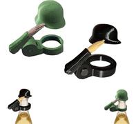 2Pcs Funny Soldier Helmet Bottle Caps, Plastic Beer Bottle Toppers for Standard Bottles, Reusable Soldier Salute Beer Bottles Helmet Cap for Party BBQ Black+Green