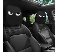 2pcs Funny Spoof Car Headrest Covers, Cute Cartoon Eyes Car Seat Headgear, Universal Fit Halloween Spooky Cars Headrests Protector, Car Halloween Decoration for Seat Rest,Washable & Elastic (D)